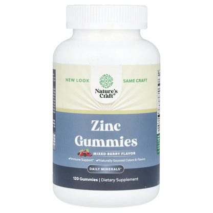 Nature's Craft, Zinc Gummies, Mixed Berry, 120 Gummies