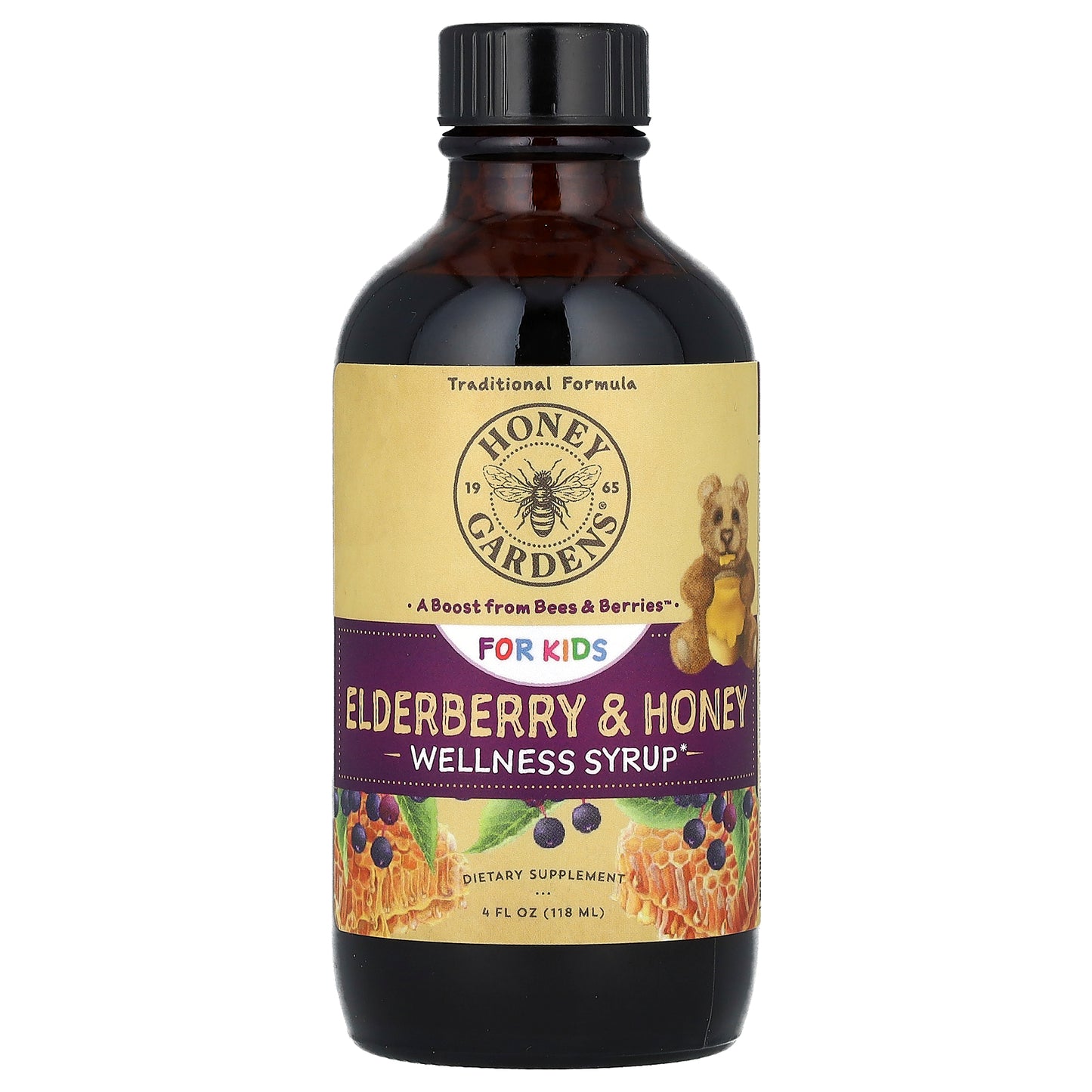 Zand, For Kids, Wellness Syrup, Elderberry & Honey, 4 fl oz (118 ml)