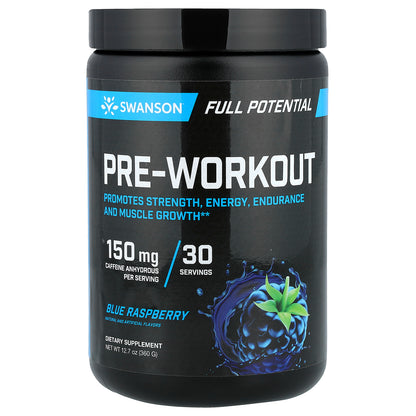 Swanson, Full Potential Pre-Workout, Blue Raspberry, 12.7 oz (360 g)