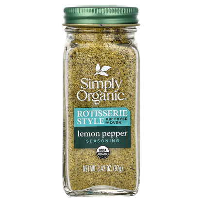 Simply Organic, Rotisserie Style Seasoning, Lemon Pepper, 3.42 oz (97 g)