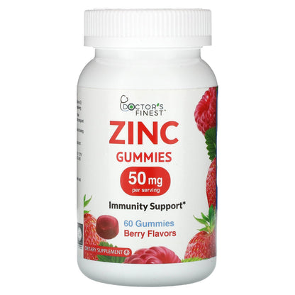 Doctor's Finest, Zinc Gummies, Berry, 60 Gummies (25 mg Per Gummy)