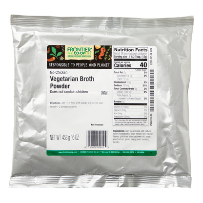 Frontier Co-op, Vegetarian Broth Powder, No-Chicken, 16 oz (453 g)