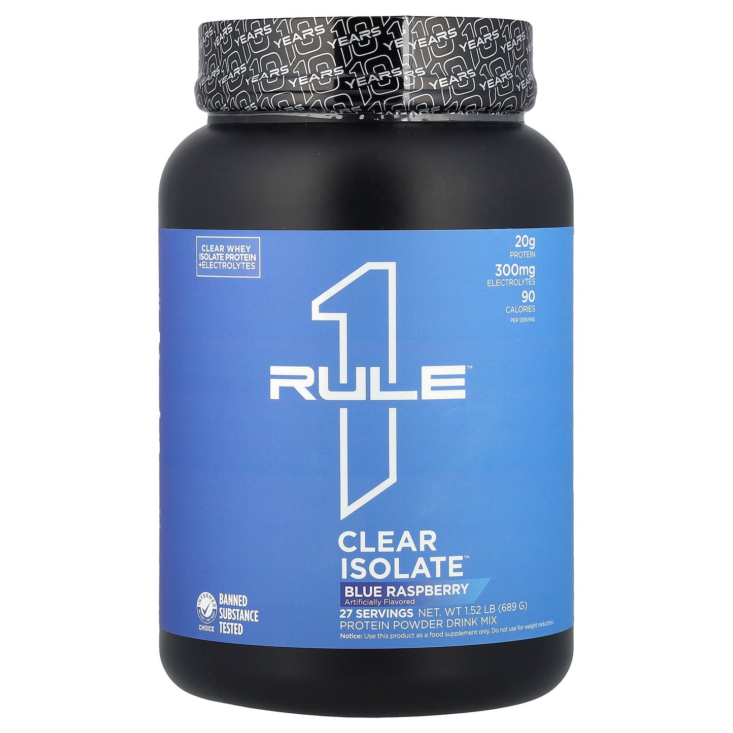 Rule One Proteins, Clear Isolate™, Blue Raspberry, 1.52 lb (689 g)