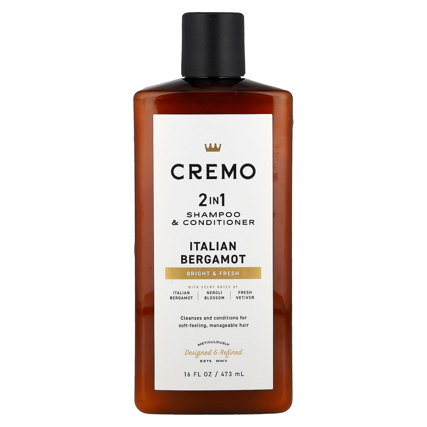 Cremo, 2 in 1 Shampoo & Conditioner, Italian Bergamot, 16 fl oz (473 ml)