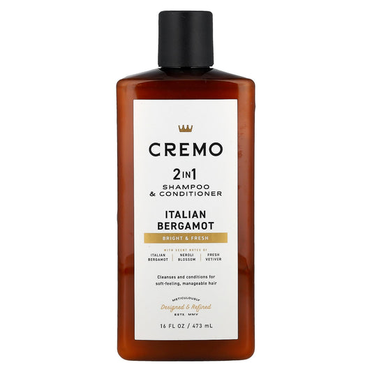 Cremo, 2 in 1 Shampoo & Conditioner, Italian Bergamot, 16 fl oz (473 ml)