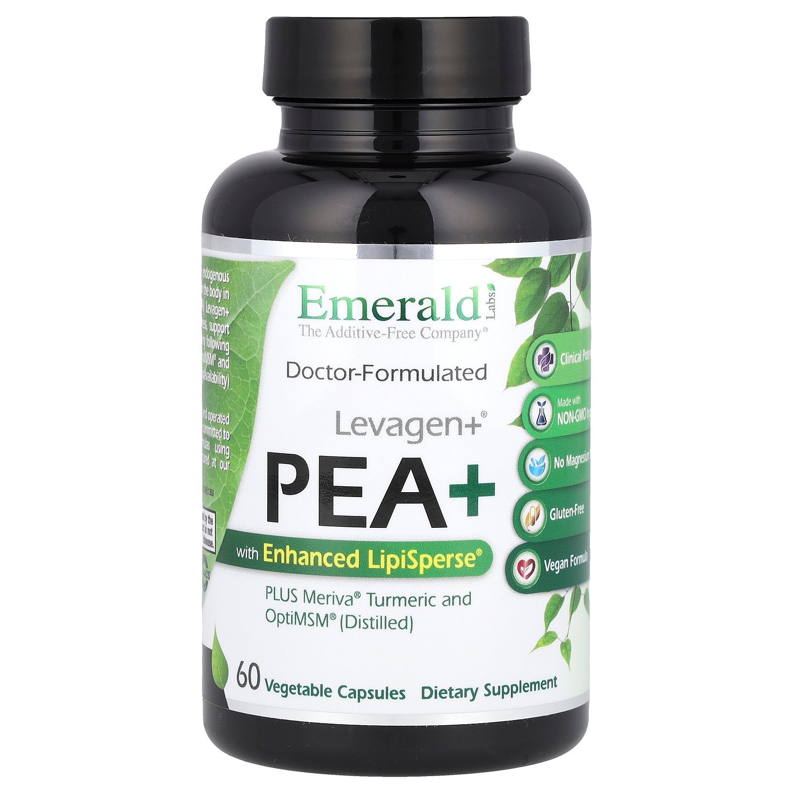 Emerald Laboratories, Levagen+® Pea+ with Enhanced LipiSperse®, 60 Vegetable Capsules