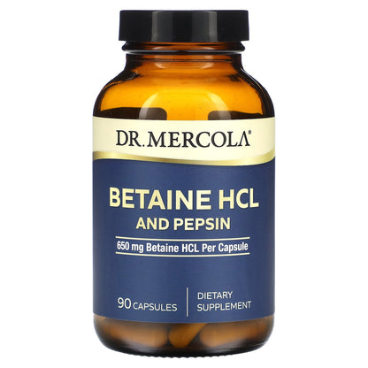 Dr. Mercola, Betaine HCL and Pepsin, 650 mg, 90 Capsules