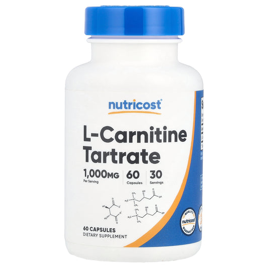 Nutricost, L-Carnitine Tartrate, 1,000 mg, 60 Capsules (500 mg per Capsule)