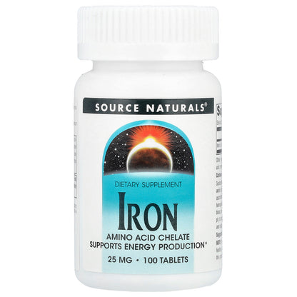 Source Naturals, Iron, 25 mg, 100 Tablets