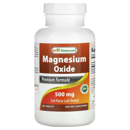 Best Naturals, Magnesium Oxide, 500 mg , 180 Tablets