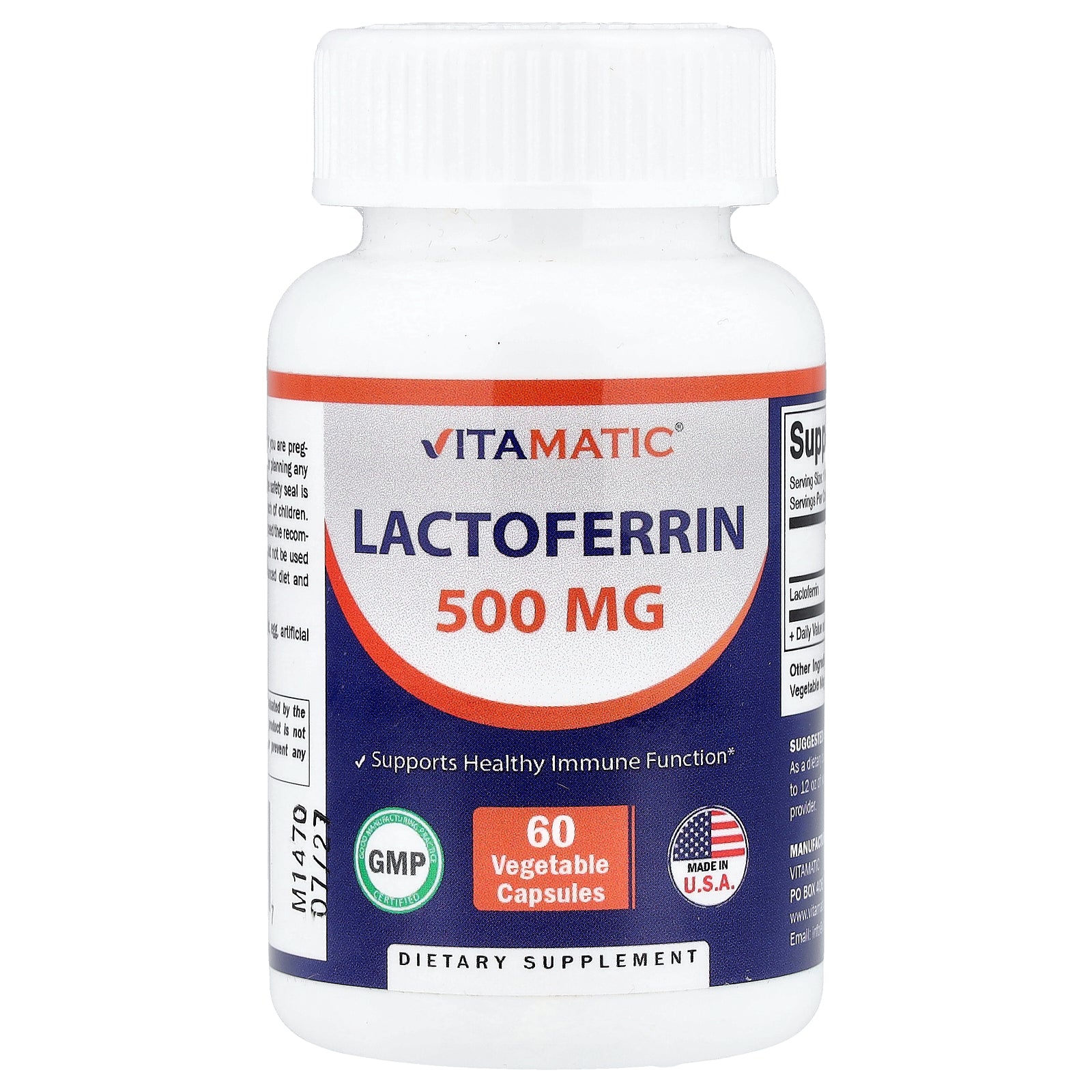 Vitamatic, Lactoferrin, 500 mg, 60 Vegetable Capsules