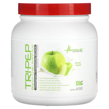 Metabolic Nutrition, Tri-Pep, Branch Chain Amino Acid, Green Apple, 14.1 oz (400 g)