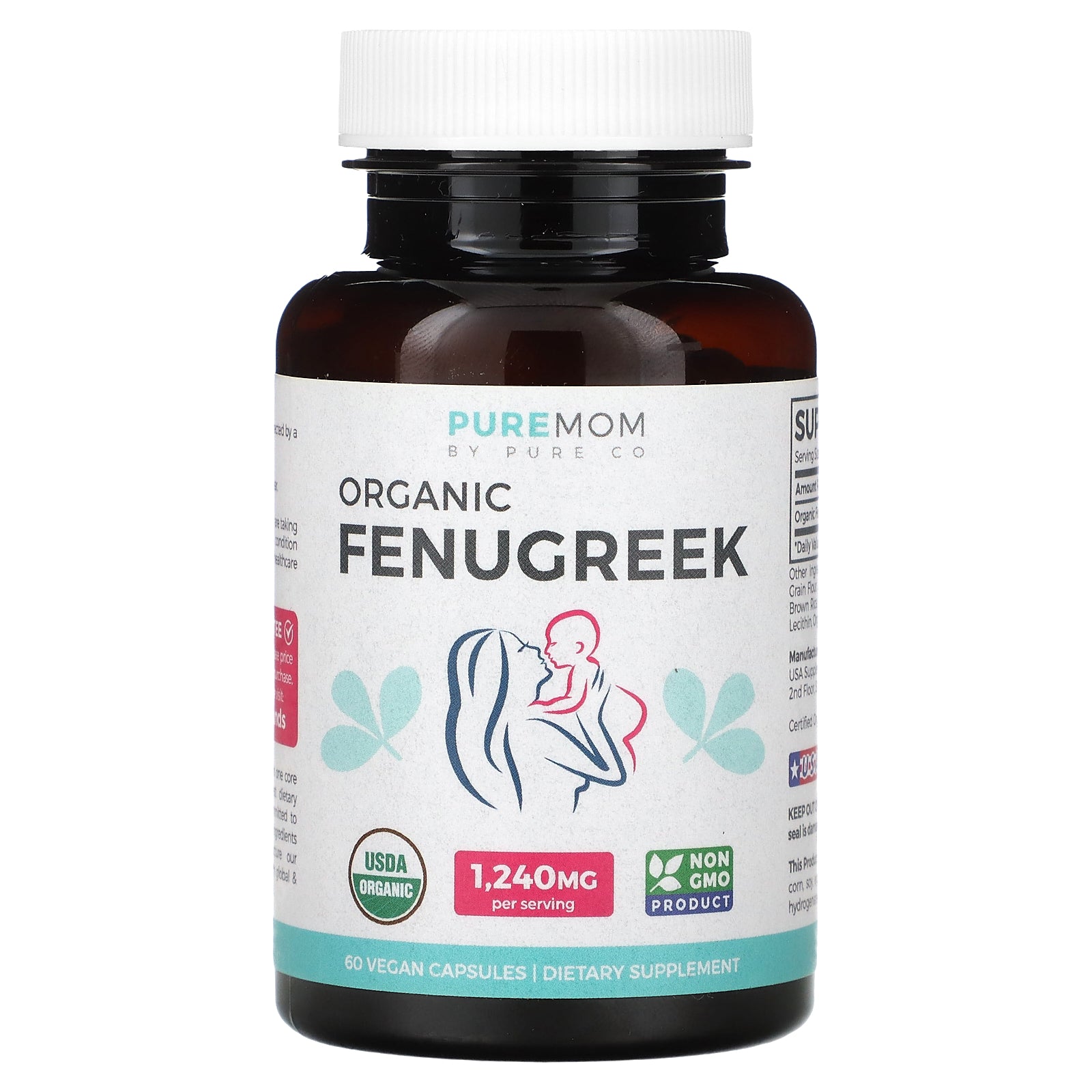 Pure Co., Pure Mom, Organic Fenugreek, 60 Vegan Capsules (620 mg per Capsule)