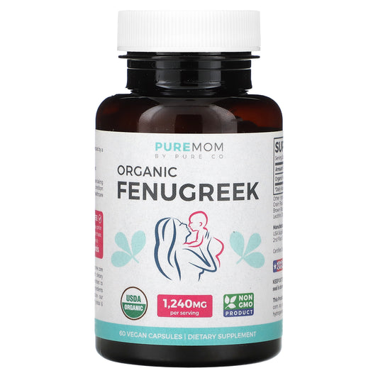 Pure Co., Pure Mom, Organic Fenugreek, 60 Vegan Capsules (620 mg per Capsule)