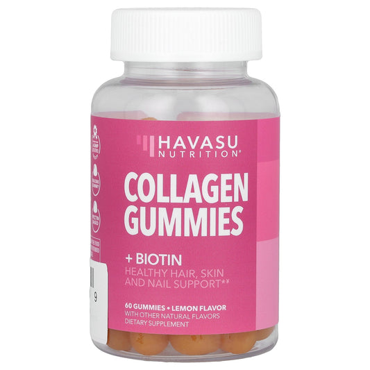 Havasu Nutrition, Collagen Gummies + Biotin, Lemon, 60 Gummies