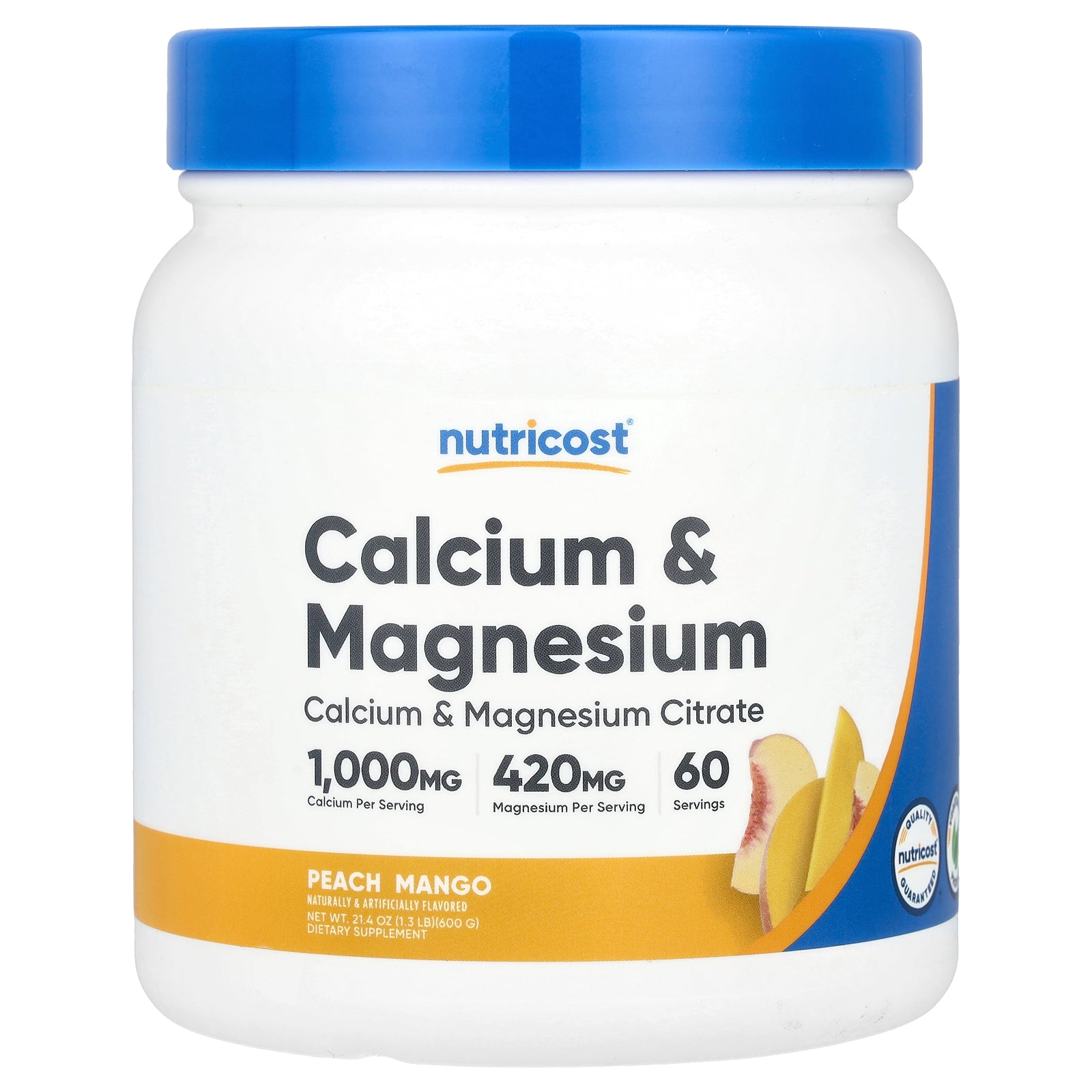 Nutricost, Calcium & Magnesium, Peach Mango , 21.4 oz (600 g)