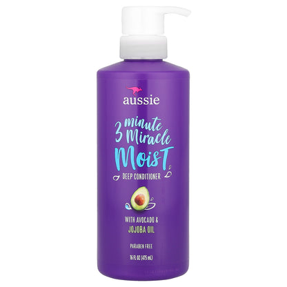 Aussie, 3 Minute Miracle Moist, Deep Conditioner with Avocado & Jojoba Oil, 16 fl oz (475 ml)