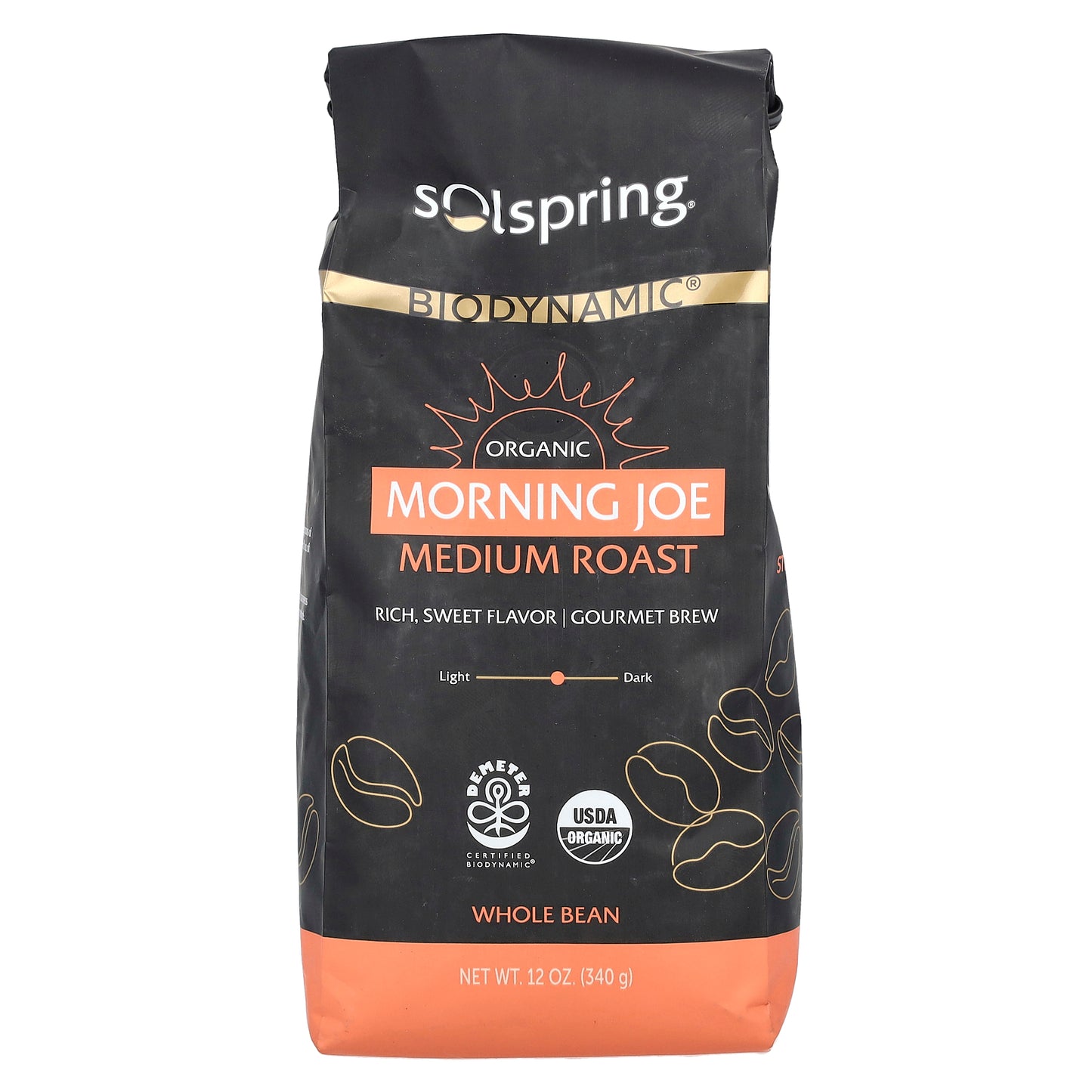 Dr. Mercola, Solspring®, Biodynamic®, Organic Morning Joe, Whole Bean, Medium Roast, 12 oz (340 g)