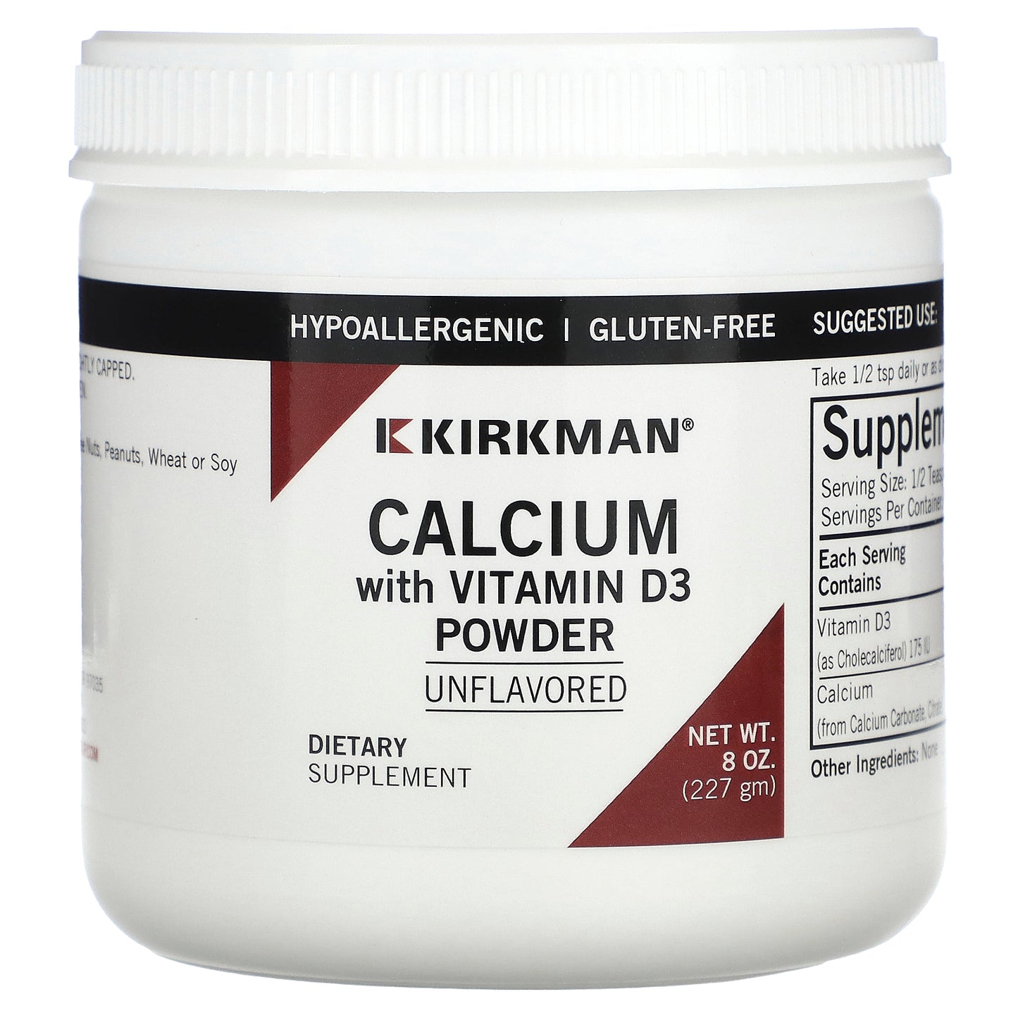Kirkman Labs, Calcium With Vitamin D3 Powder, Unflavored, 8 oz (227 g)