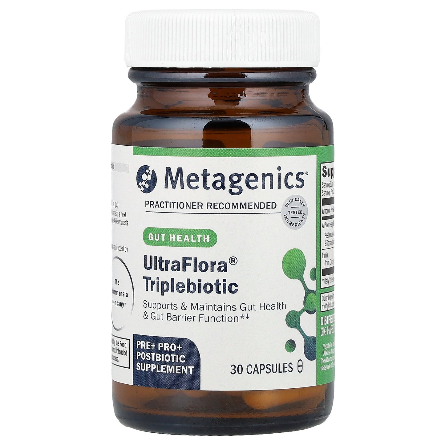 Metagenics, UltraFlora® Triplebiotic, Gut Health, 30 Capsules