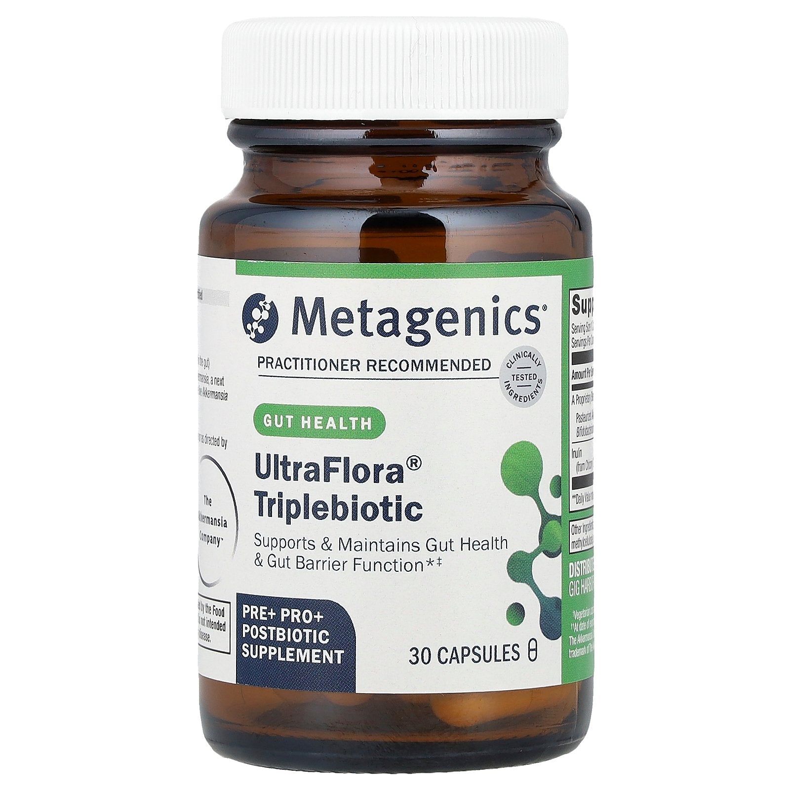 Metagenics, UltraFlora® Triplebiotic, Gut Health, 30 Capsules