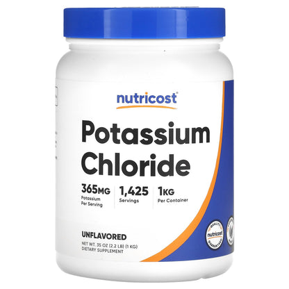 Nutricost, Potassium Chloride, Unflavored, 2.2 lbs (1 kg)