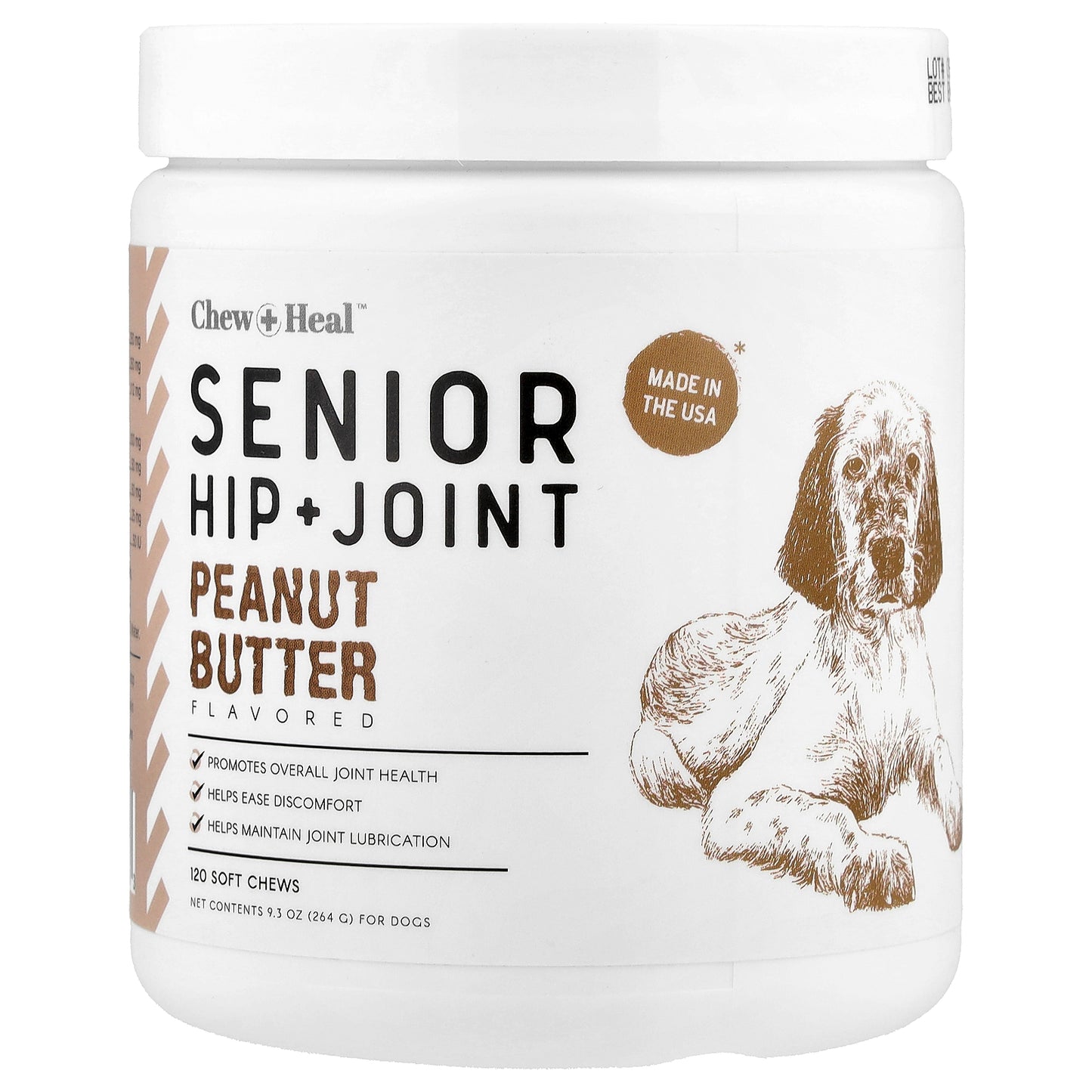 Chew + Heal, Senior Hip + Joint, For Dogs, Peanut Butter , 120 Soft Chews, 9.3 oz (264 g)