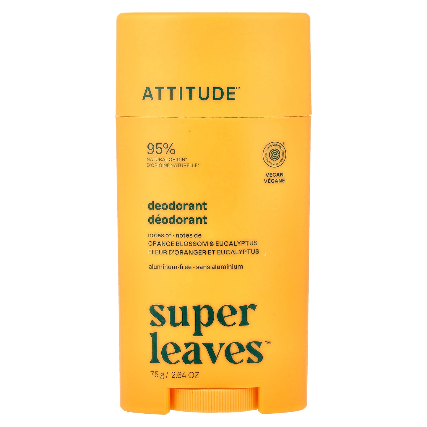 ATTITUDE, Super Leaves™, Deodorant Stick, Orange Blossom & Eucalyptus, 2.64 oz (75 g)