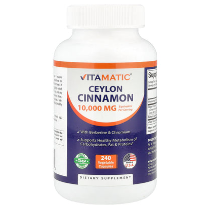 Vitamatic, Ceylon Cinnamon, 240 Vegetable Capsules