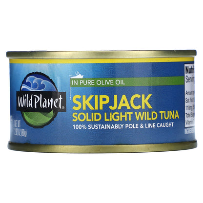 Wild Planet, SkipJack Solid Light Wild Tuna in Pure Olive Oil, 2.82 oz (80 g)