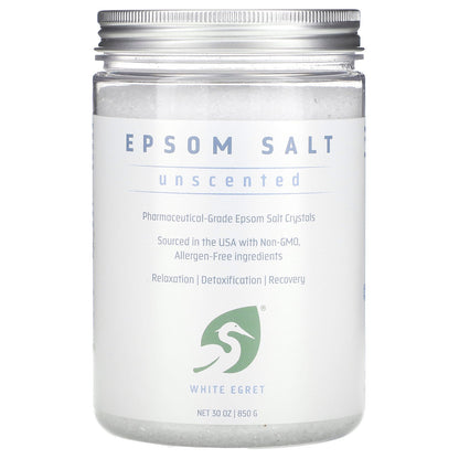 White Egret Personal Care, Epsom Salt, Unscented, 30 oz (850 g)