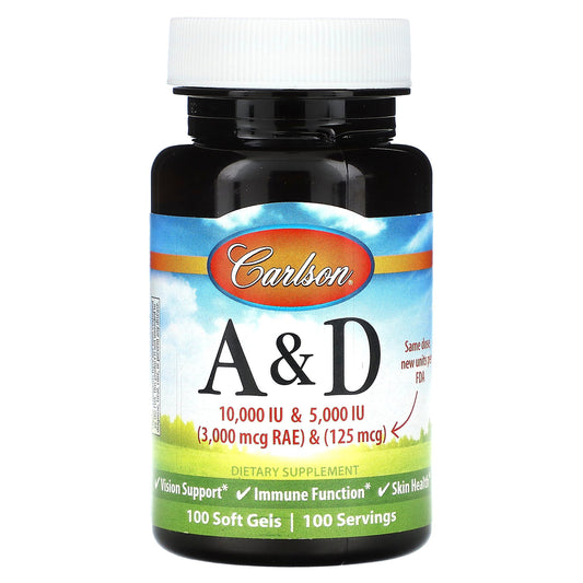 Carlson, Vitamin A & D, 100 Soft Gels