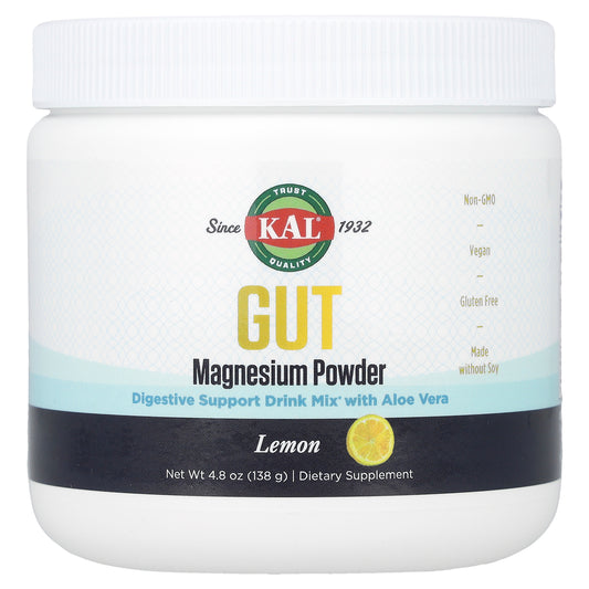 KAL, GUT Magnesium Powder, Lemon, 4.8 oz (138 g)