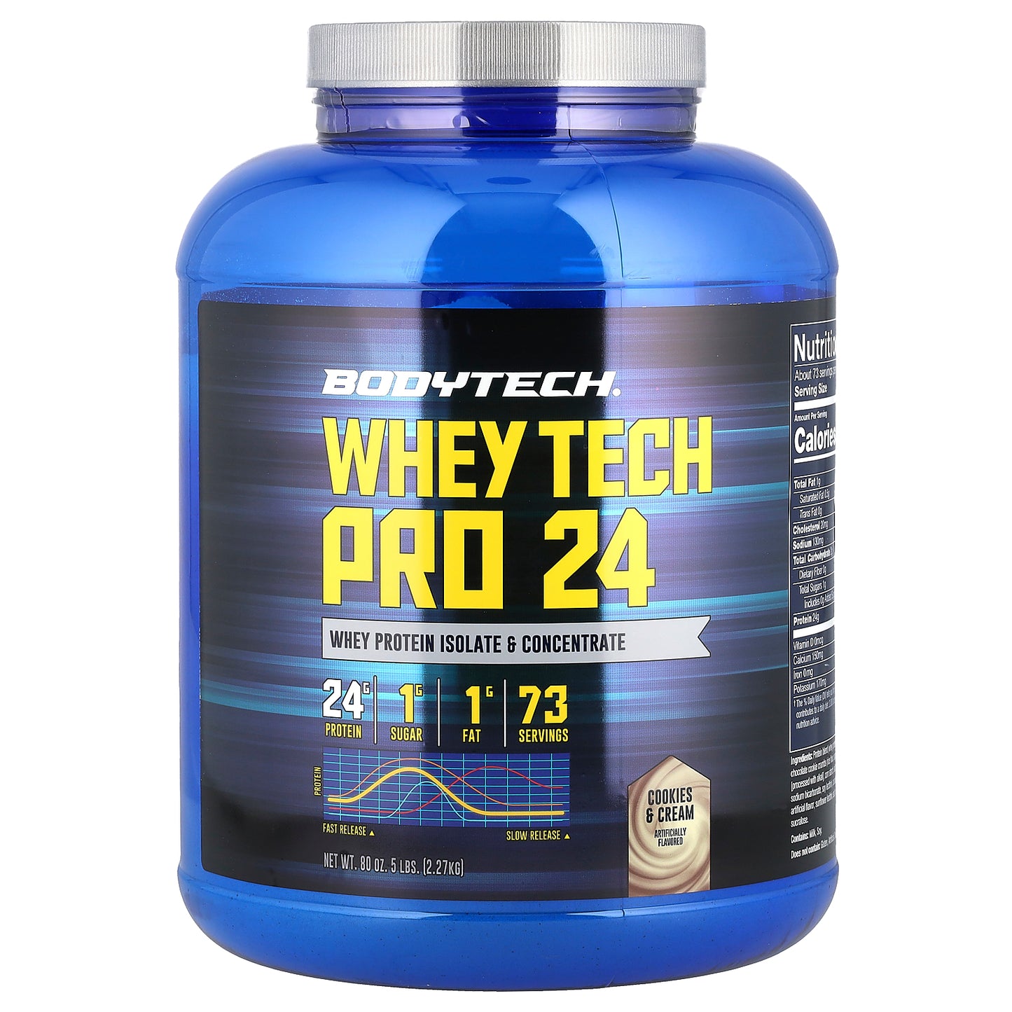 BodyTech, Whey Tech Pro 24, Cookies & Cream, 5 lbs (2.27 kg)