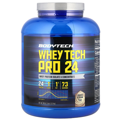 BodyTech, Whey Tech Pro 24, Cookies & Cream, 5 lbs (2.27 kg)