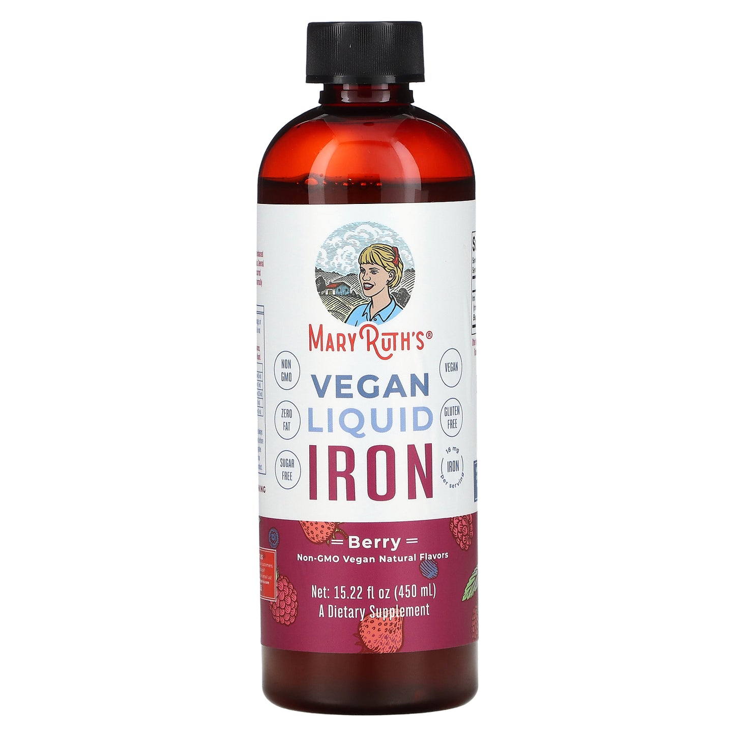 MaryRuth's, Vegan Liquid Iron, Berry, 15.22 fl oz (450 ml)