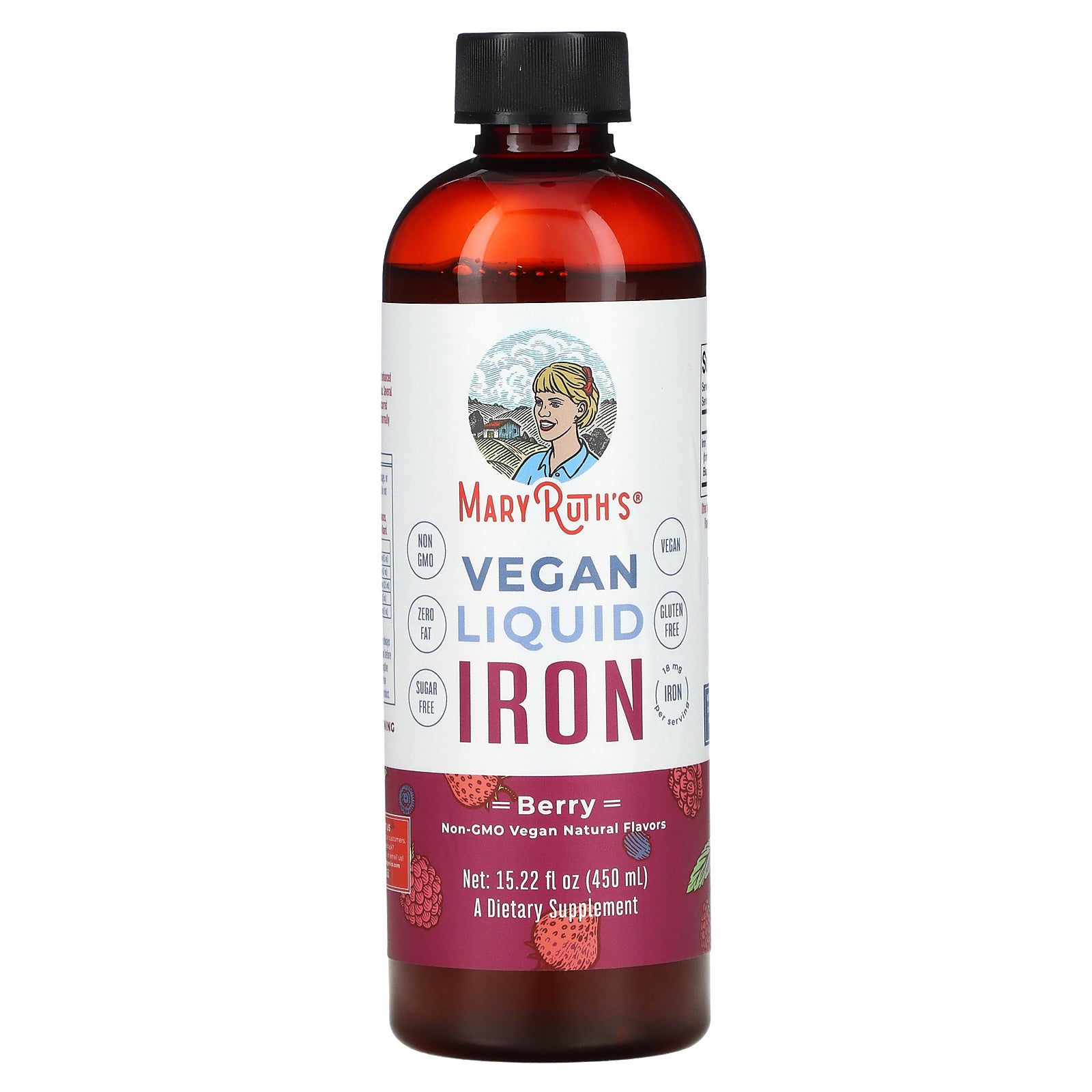 MaryRuth's, Vegan Liquid Iron, Berry, 15.22 fl oz (450 ml)