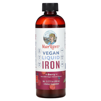 MaryRuth's, Vegan Liquid Iron, Berry, 15.22 fl oz (450 ml)