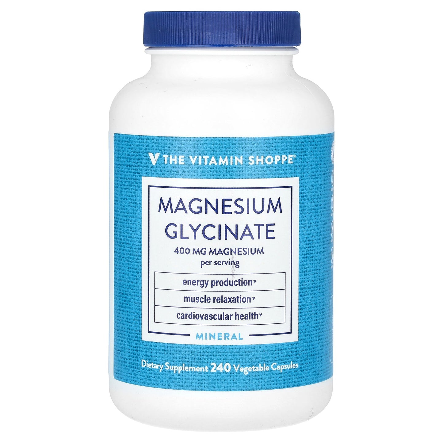 The Vitamin Shoppe, Magnesium Glycinate, 400 mg, 240 Vegetable Capsules (100 mg per Capsule)