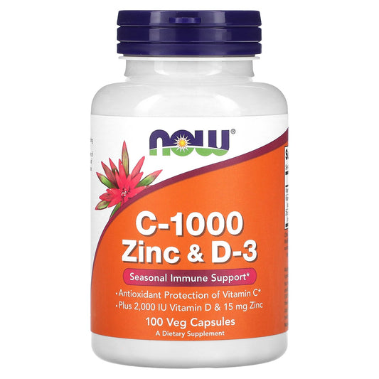 NOW Foods, C-1000 Zinc & D-3, 100 Veg Capsules