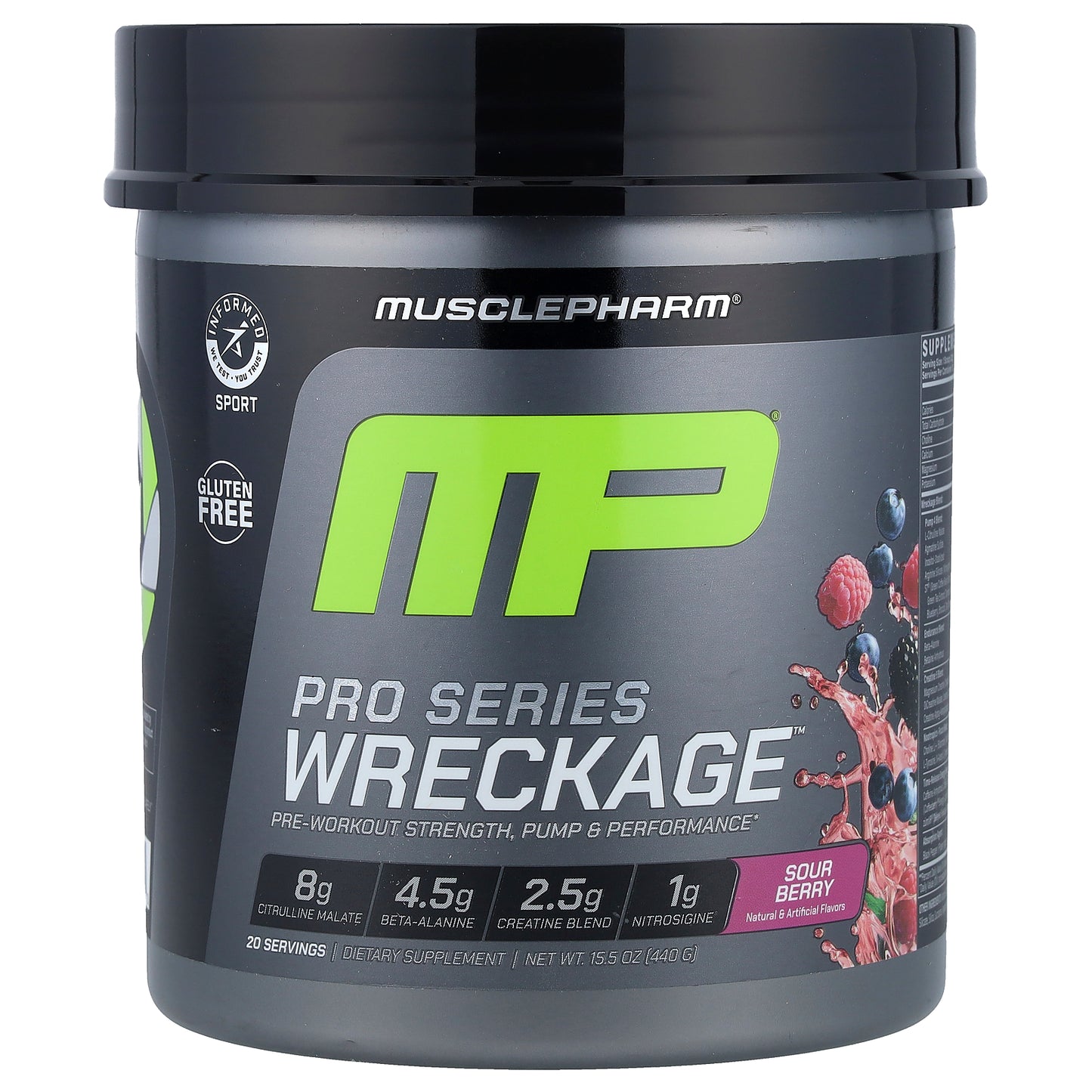 MusclePharm, Pro Series Wreckage™, Pre-Workout, Sour Berry, 15.5 oz (440 g)