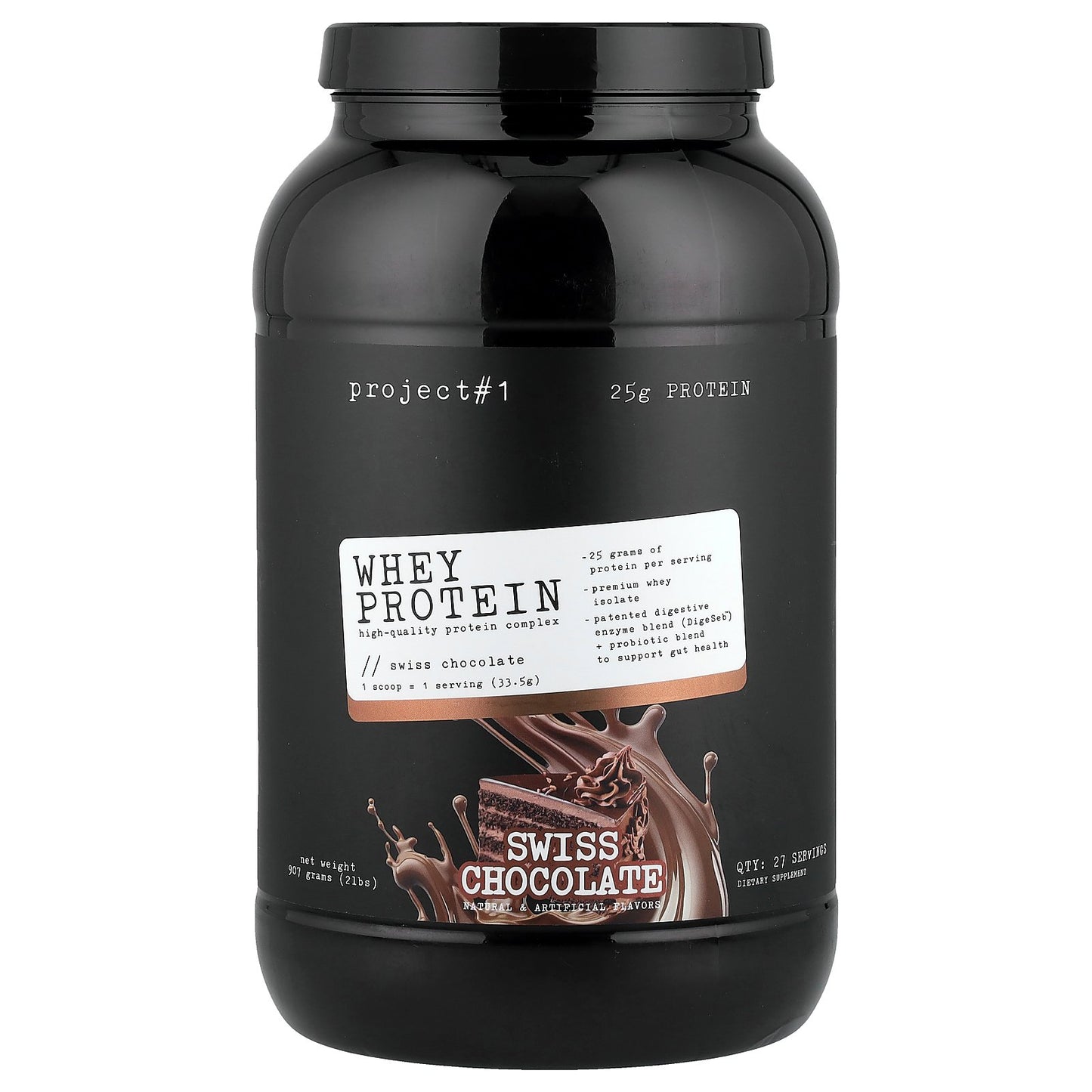 Project 1 Nutrition, Whey Protein, High-Quality Protein Complex, Swiss Chocolate, 2 lbs (907 g)