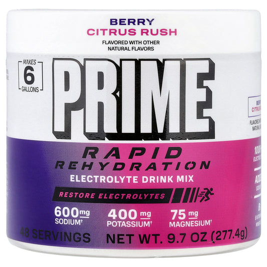 Prime Hydration, Rapid Rehydration, Electrolyte Drink Mix, Berry Citrus Rush, 9.7 oz (277.4 g)