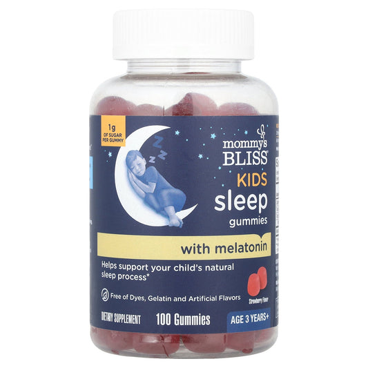 Mommy's Bliss, Kids Sleep Gummies With Melatonin, Ages 3 Years+, Strawberry, 1 mg, 100 Gummies