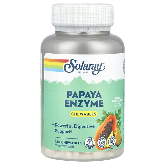 Solaray, Papaya Enzyme, Natural Pineapple, 180 Chewables