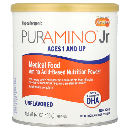 Enfamil, PurAmino™ Jr, Medical Food, Amino Acid-Based Nutrition Powder, Ages 1+, Unflavored, 14.1 oz (400 g)