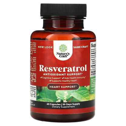 Nature's Craft, Resveratrol, Antioxidant Support, 60 Capsules (600 mg per Capsule)