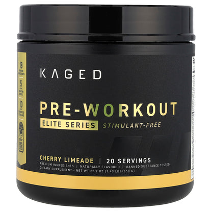 Kaged, Elite Series, Pre-Workout, Stimulant Free, Cherry Limeade, 1.43 lb (650 g)