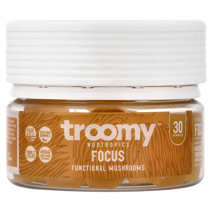 Troomy Nootropics, Focus, Functional Mushrooms Gummies, Passionfruit Tangerine, 30 Gummies