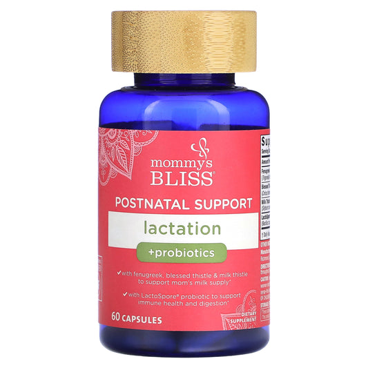 Mommy's Bliss, Postnatal Support, Lactation + Probiotics, 60 Capsules